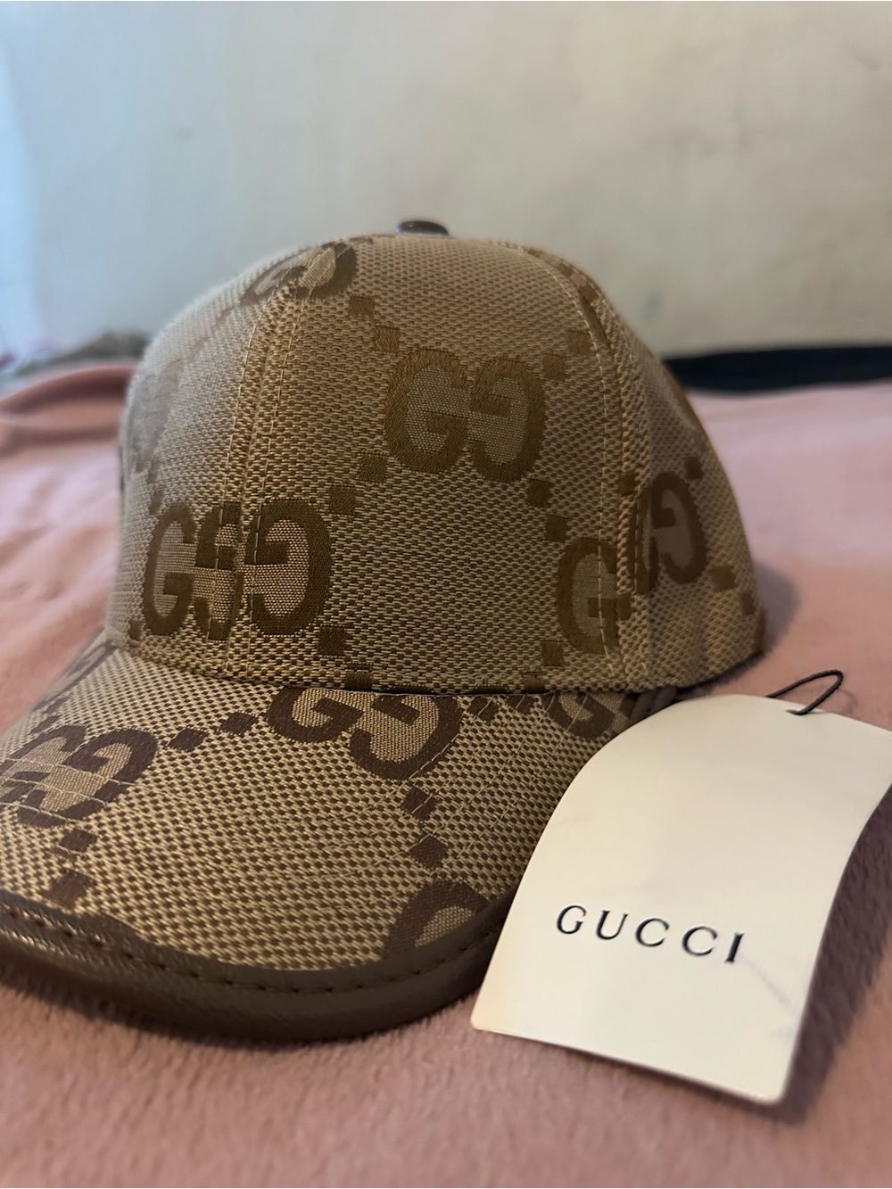 Gucci Brown Monogram Logo Baseball Cap